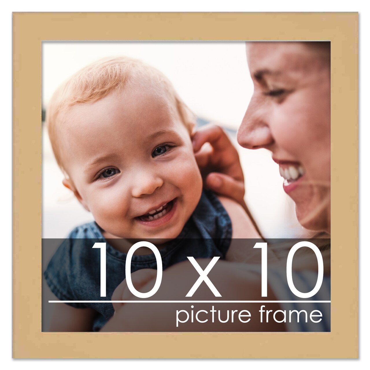10x10 Solid Wood Picture Frame with UV-Resistant Acrylic & Acid-Free Backing, Available in 6 Finishes: Matte Black, Matte White, Metallic Bronze, Silver, Natural Wood Grain & Mahogany